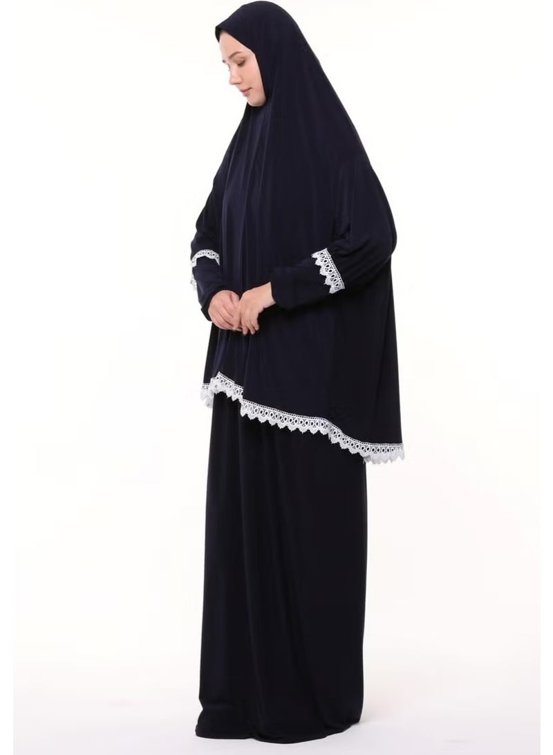 Altobeh Women's Two Piece Lycra Sandy Fabric Ruched Sleeve Prayer Dress - Image 1